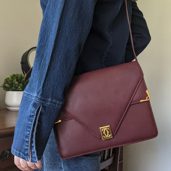 Vintage Cartier Bordeaux Leather Satchel - Picture 6 of 13